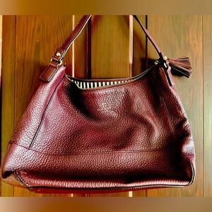 Kate Spade burgundy pebbled leather shoulder bag
